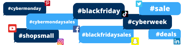 Popular Black Friday and Cyber Monday hashtags