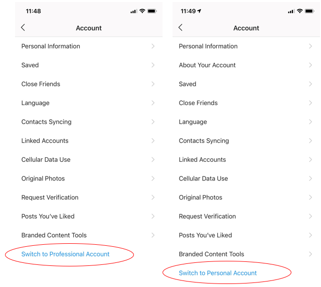 Instagram Business Settings