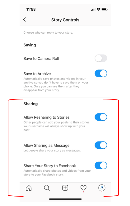 Instagram Story Settings