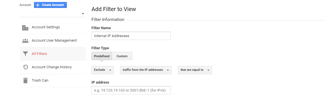 google analytics filter internal traffic